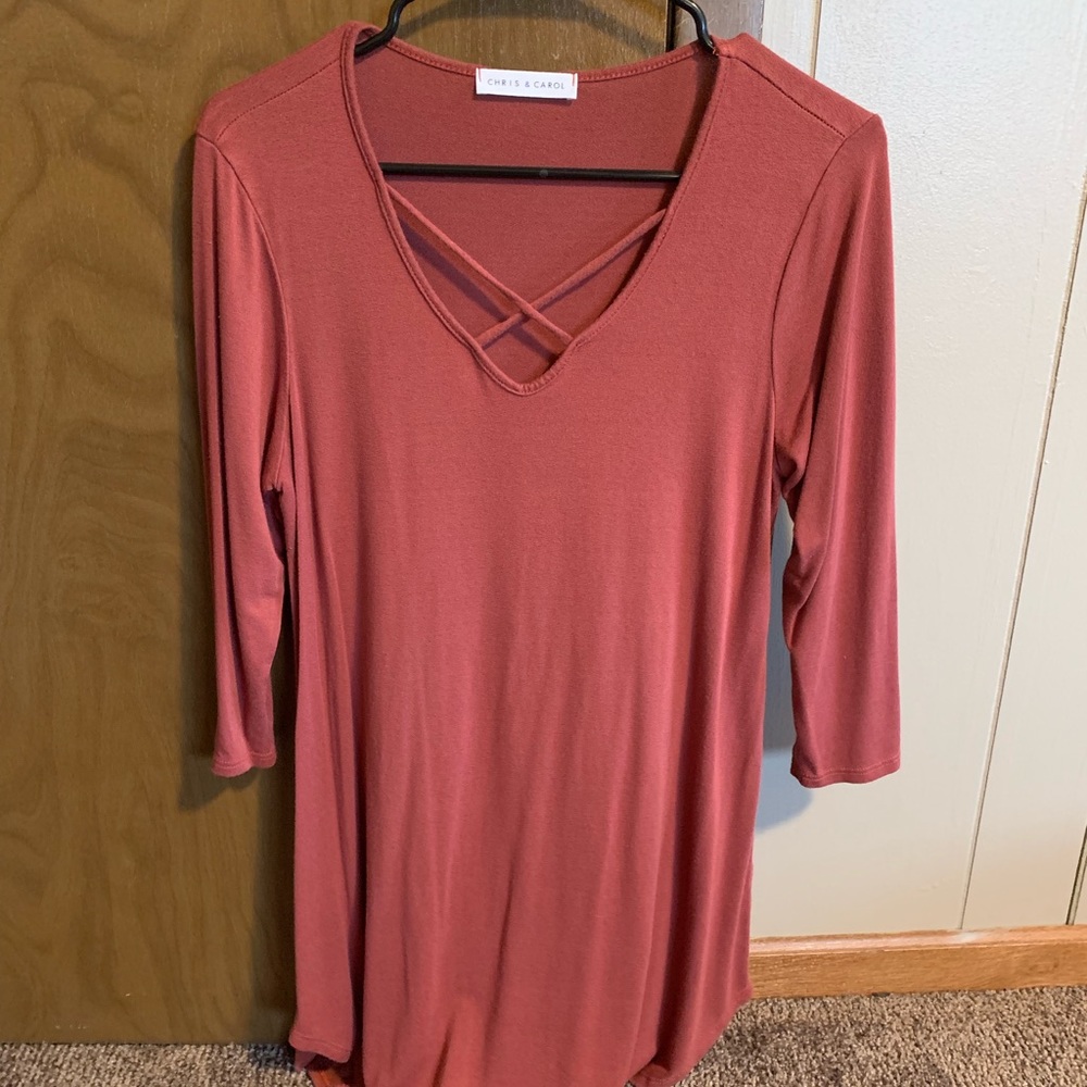 Burgundy 3/4 Sleeve Top
